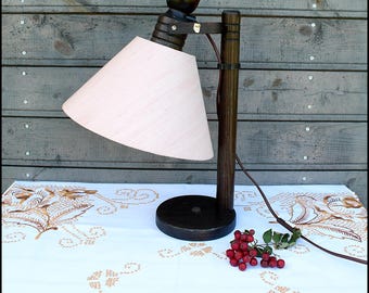 Vintage Kiefer Tischlampe: Skandinavische Holz Nachttisch Licht
