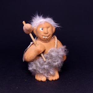 Vintage Sweden Gotland elf troll figurine.Collectibles Scandinavian souvenir with a label.1970s,Troll figurine