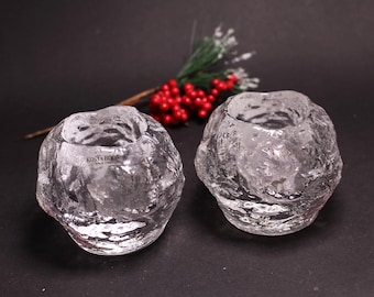Portavelas de cristal con forma de bola de nieve vintage de Ann Wärff para Kosta Boda 1973, portavelas de cristal con forma de bola de nieve de Kosta Boda, Suecia, estilo retro vintage.