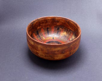 Antique Russian wooden Khokhloma bowl. Russian folk art,