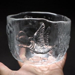 Kosta Boda-crystal bowl by Kjell Engman,Kosta Boda Mother Goose bowl 1970,Heavy crystal mold- blown bowl,Scandinavian Vintage Glass Bowl
