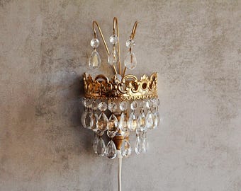 Aplique de cristal estilo imperio vintage: lámpara de pared victoriana francesa antigua