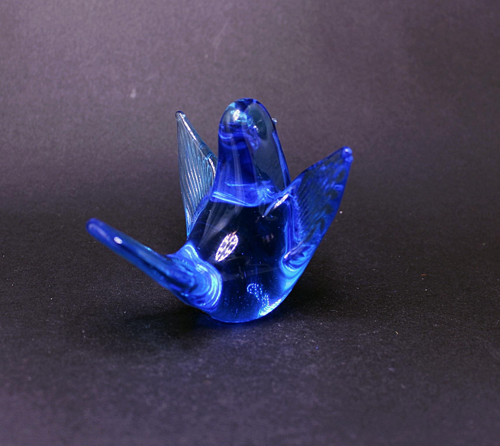 ヴィンテージ FM Konstglas Ronneby ブルー ガラスの鳥の置物