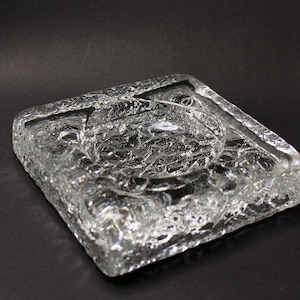 Vintage ORREFORS Sweden Art Glass ICECUBE Bowl 1950s by John Selbing SIGNED,