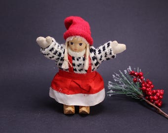 Vintage Scandinavian Christmas Gnomes: 1970s Danish Folk Art Set