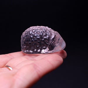 Vintage White Glass HEDGEHOG,Sweden Crystal Glass Hedgehog Figurine,Vintage Handmade Glass Hedgehog Figurine,Glass animal figurine