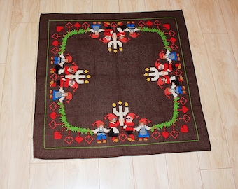 Vintage Embroidered Christmas Tablecloth: Swedish Scandinavian Decor