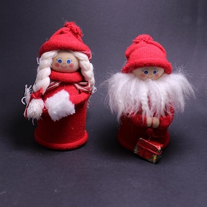 Vintage Swedish Tomte Figurines: Scandinavian Christmas Decor, Set of 2