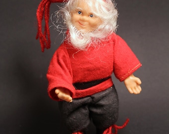 Figura vintage de niño, pequeño muñeco de gnomo, muñeco de elfo navideño, decoración navideña para el hogar, Navidad escandinava