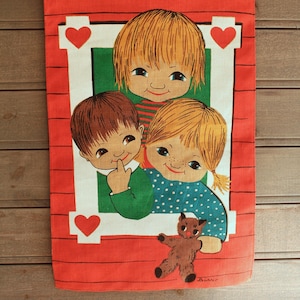 Vintage Swedish Wall Hanging: M. Buhler Folk Art Child Portrait