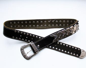 Vintage Leather Belt Metal sheet celtic,gipsy Belt,Metala Belt,Vintage Belt,Antique Ethnic style metal belt,bohemian belt,metal accessory