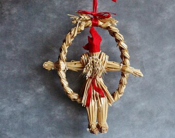 スウェーデン　クリスマス飾り　ハンドメイド　ヴィンテージ ヴィンテージスウェーデンフォークアートクリスマスストローハンガー