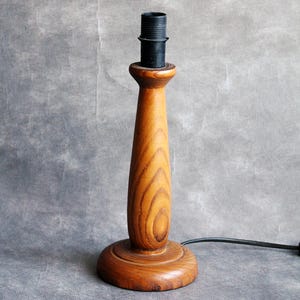 Wood lamp base wood lighting table lamp,Scandinavian wooden table lamp rustic cottage handmade wooden,Vintage hand turned wooden lamp base