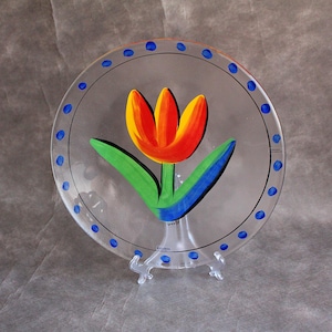 Vintage Kosta Boda Art Glass Plate: Ulrica Hydman-Vallien Tulip Platter