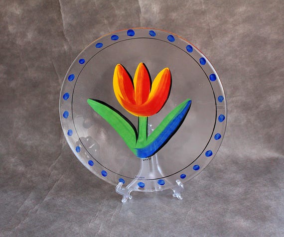 Vintage Kosta Boda Art Glass Plate: Ulrica Hydman-vallien Tulip