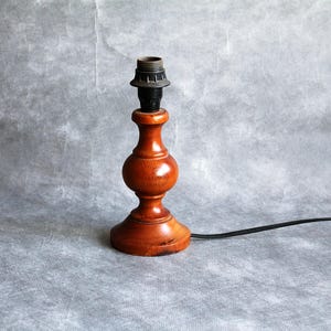 Wood lamp base wood lighting table lamp,Scandinavian wooden table lamp rustic cottage handmade wooden,Vintage hand turned wooden lamp base