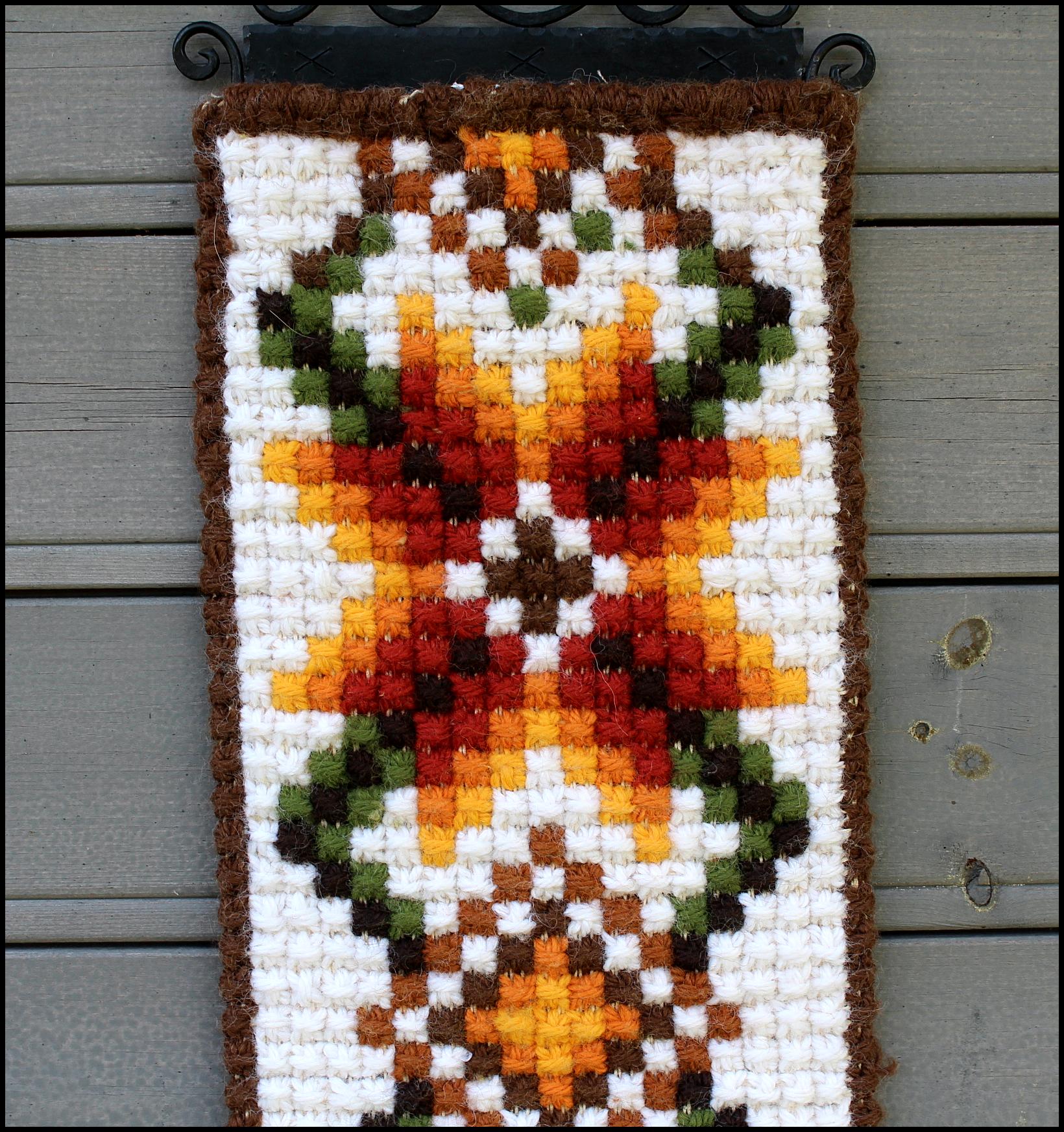 Tenture Murale Ancienne Norvégienne Klokkestreng, Broderie Laine, Cloches