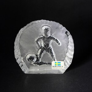 Bergdala football/soccer figurine,lead crystal Swedish figurine,Scandinavian paperweight, SWEDISH Glass,Glassworks Crystal Glass Sculpture