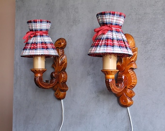 Antique Scandinavian carved acanthus leaf rosemary wood style lamp,40s decor, Scandinavian wall sconces,Norway wooden hand carved wall lamp