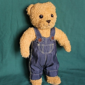 Vintage Brumma Ikea Teddy Bear JOINTED in overalls, Old Brown Jointed Stuffed Soft Toy Embroidered EyesVintage  Plush Toy Bear,Animal Toy