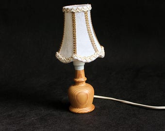 Vintage Kiefer Tischlampe: Skandinavische Holz Nachttisch Licht