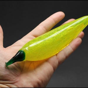 Vintage Kosta Boda Glass fruit,Influenced by Gunnel Sahlin Yellow Chilli,Hand-Blown Glass Fruit Sculpture,Collectible Yellow glass Pepperoni