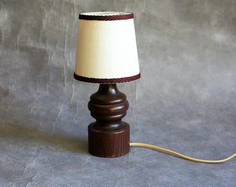 Vintage Kiefer Tischlampe: Skandinavische Holz Nachttisch Licht