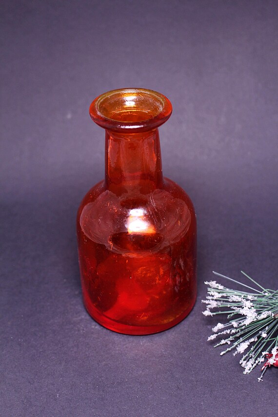 イタリア製　オレンジのガラス花瓶 イタリア製 オレンジのガラス花瓶