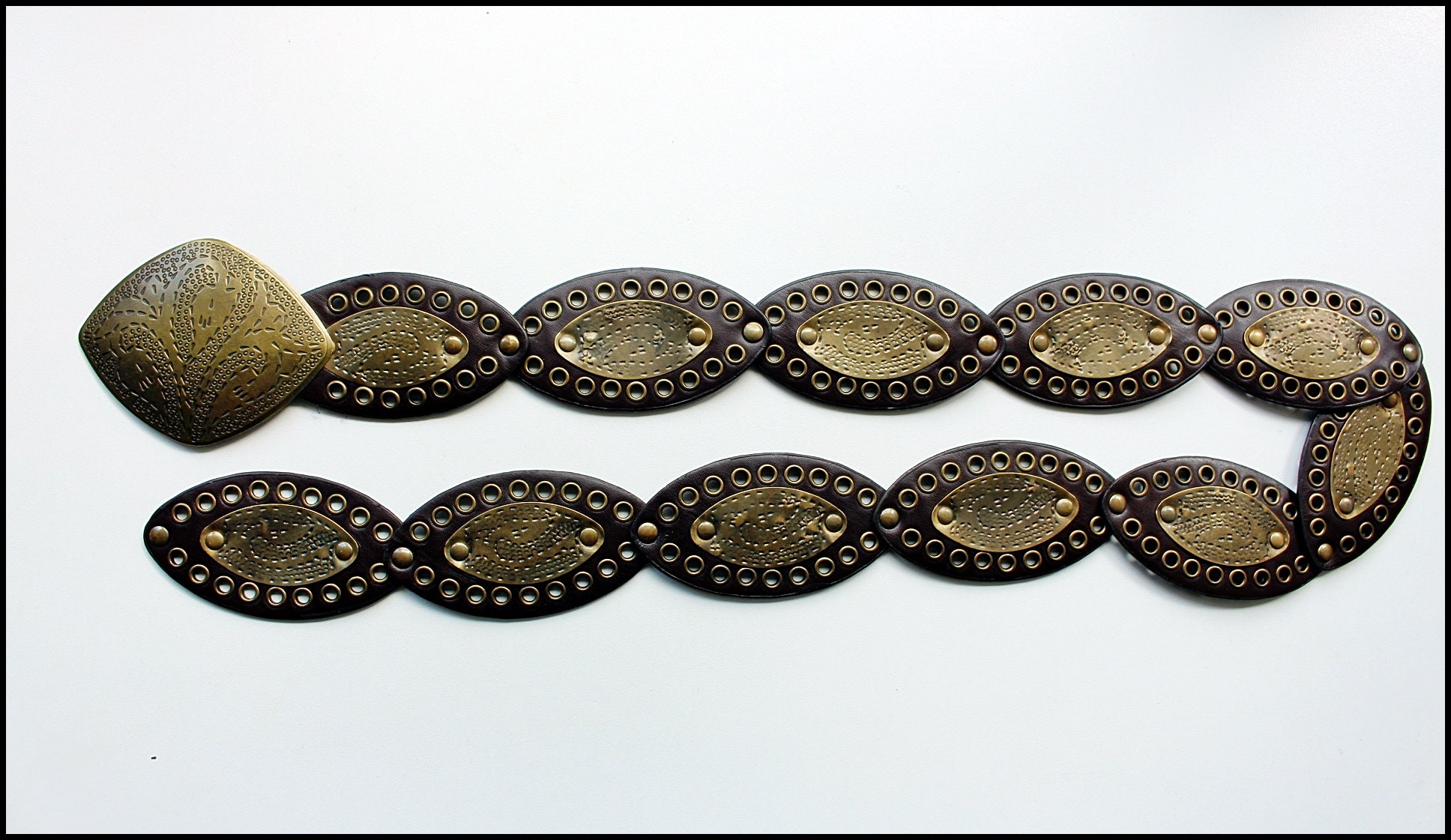 Vintage Brown Moroccan Style Hips Belt Black Vegan Leather 