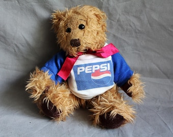 Vintage Russ Berrie Gregory Teddy Pepsi Bear Designed By Carol Lynn Rossel Waugh, Plush Animal Toy