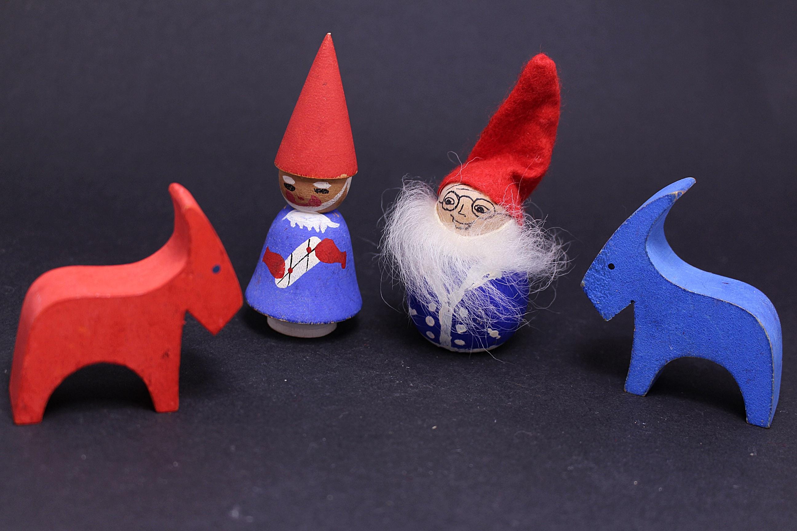 Vintage Swedish Christmas Tomte Gnome & Dala Goat Figures - Etsy