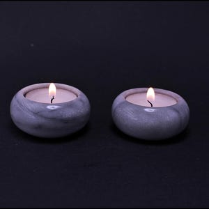 Vintage Gray Marble Candle holders - Set of 2,Tealight holders,Candlestick Holders,Stone Candle Holders,Natural Stone Tealight Holders