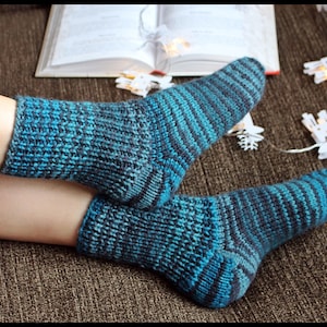 Knitted stripy woollen socks,knitted woolly slipper sock,warm winter socks,stripy socks,wool socks,hands knitted socks