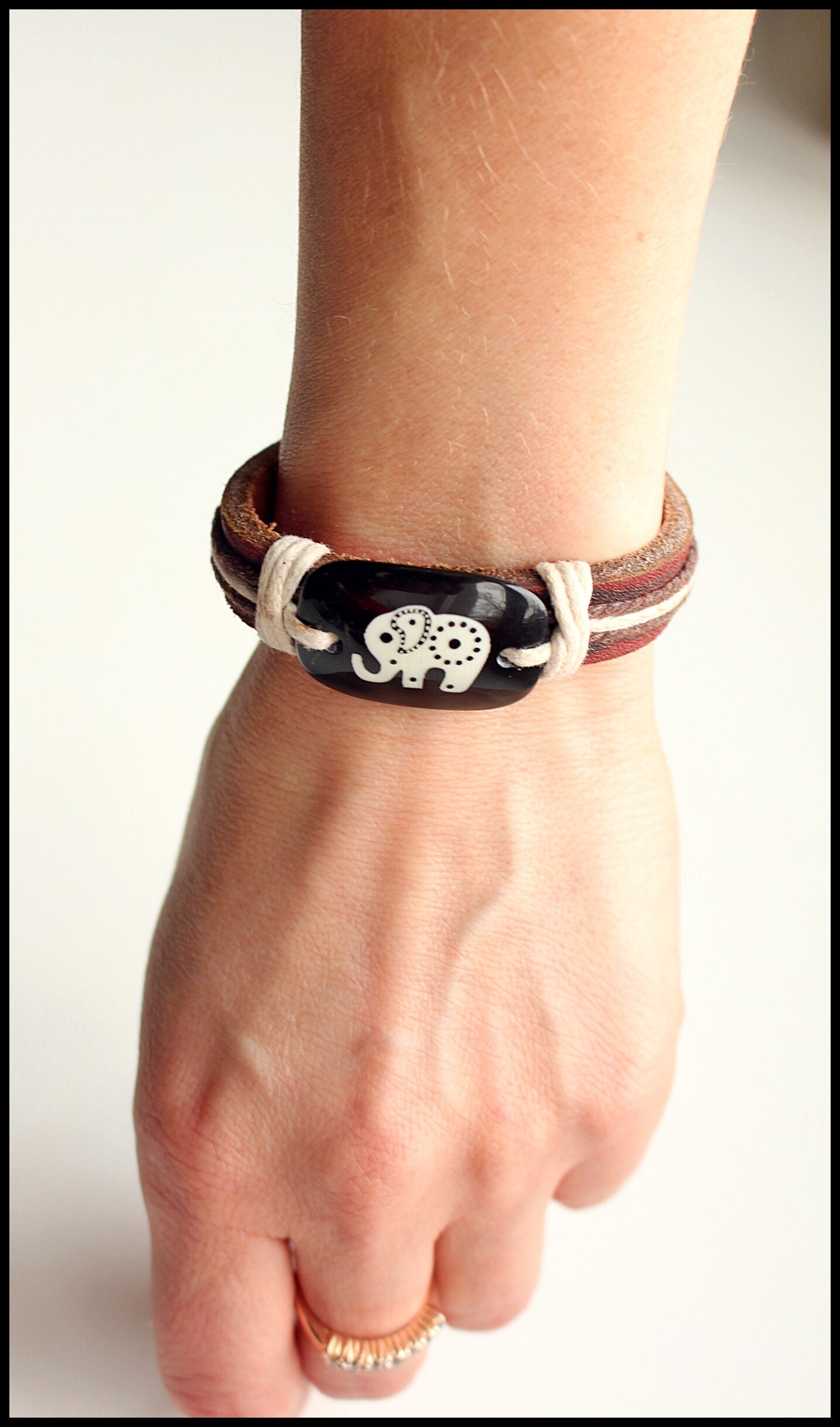 Braccialetto con elefante in argento sterling, gioielli fatti a mano con animali selvatici, EL5-BR - Italia