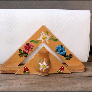 Porta tovaglioli vintage, Porta tovaglioli in legno, Porta tovaglioli dipinto a mano, Porta tovaglioli con, Porta tovaglioli rustico per tavolo, posate da cucina
