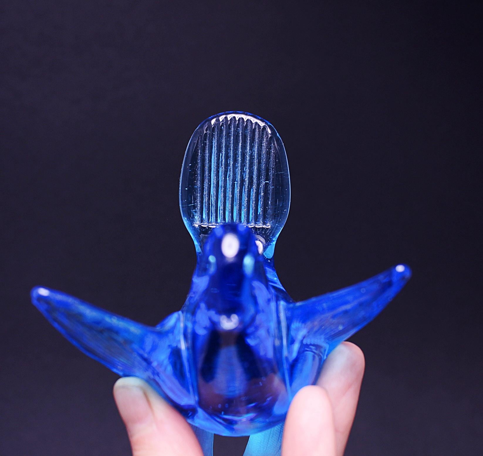 ヴィンテージ FM Konstglas Ronneby ブルー ガラスの鳥の置物