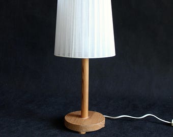 Vintage Kiefer Tischlampe: Skandinavische Holz Nachttisch Licht