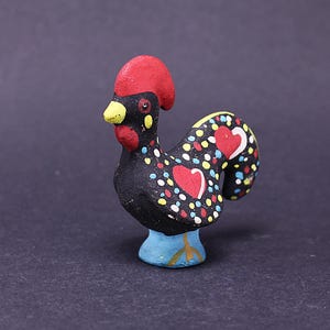 Vintage Barcelos Rooster Figurine: Portuguese Good Luck Folk Art