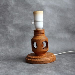 Wood lamp base wood lighting table lamp,Scandinavian wooden table lamp rustic cottage handmade wooden,Vintage hand turned wooden lamp base