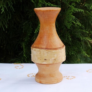 Turned Wood Bud Vase,rough section,burl wood,Vintage Wood Carved Vase,Rustic wooden vases,Hand made from single piece,natural home decor