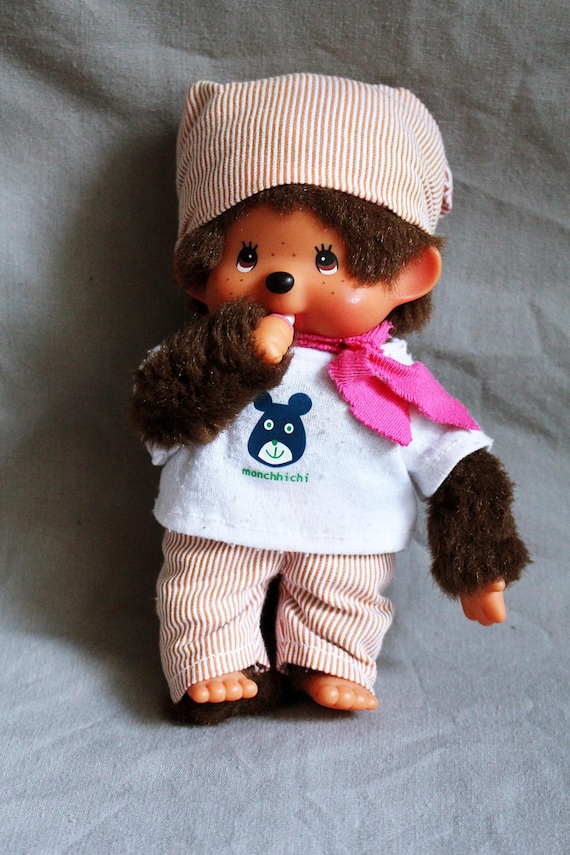 Peluche Mono Antiguo Monchhichi Vintage, Peluche Marrón, Mono