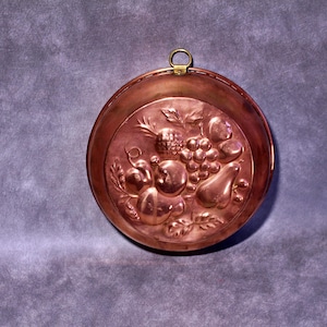 Vintage Copper Mold,Fruit Motif-Tin Lined,copper mold, Sweden.Copper cake pan with Fruit decor. Cooper kitchen Decor.