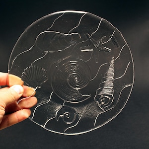 Kosta Boda Salad Plate: Ann Wahlstrom Clear Seashell Ocean Pattern