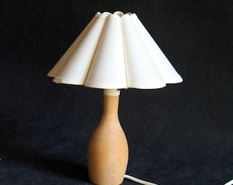 Vintage Kiefer Tischlampe: Skandinavische IKEA Holz Nachttischlampe