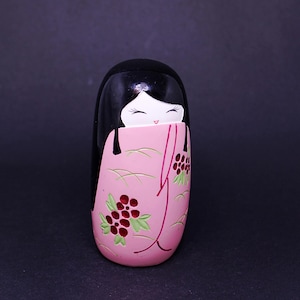 Vintage Japanese Folk Art Hand Carved & Painted Kokeshi Girl Doll,Traditional Artisan Craft from Japan ,Retro Oriental Collectible Toys