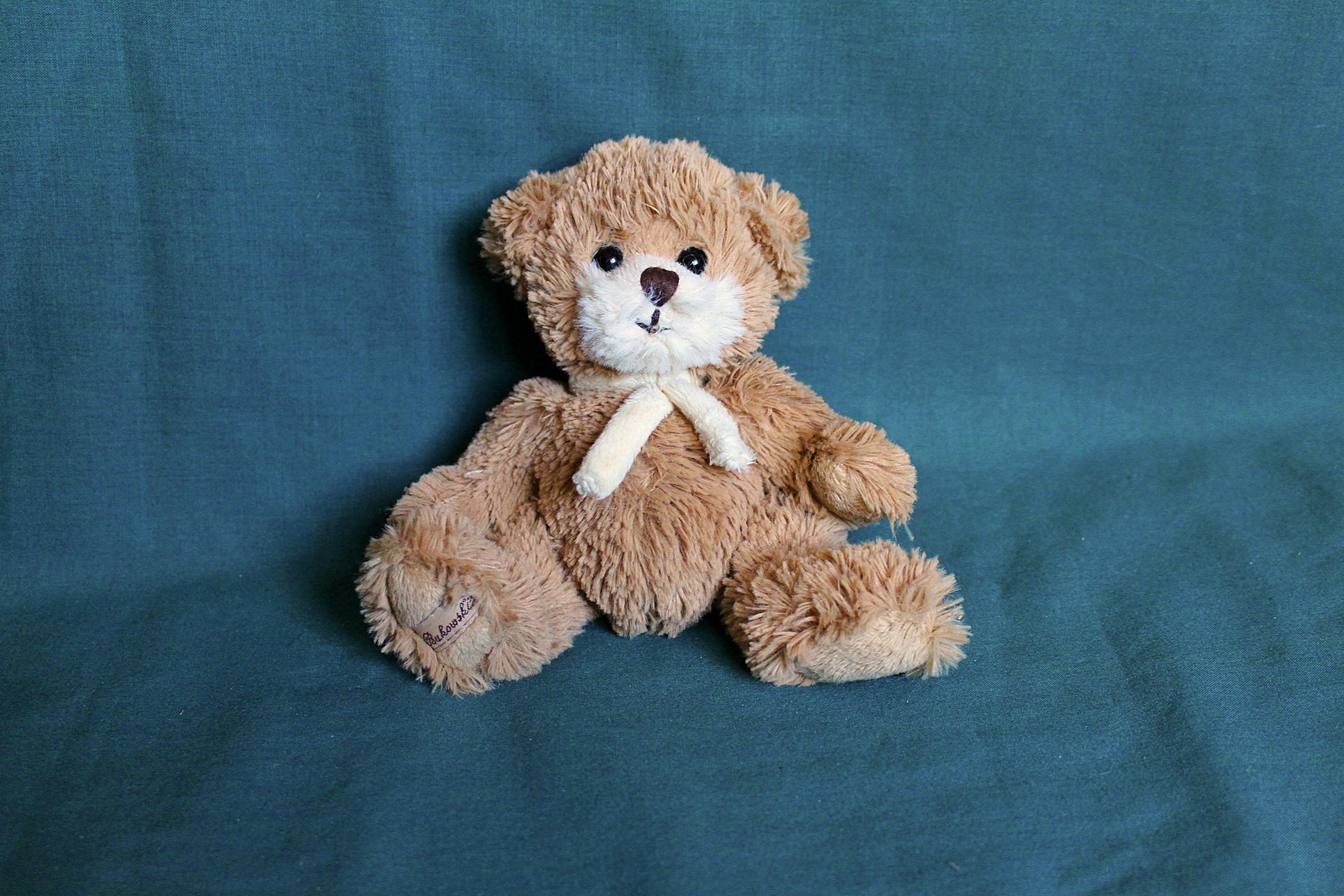 Vintage Bukowski Design Teddy Bear: Brown Plush With Cream Scarf