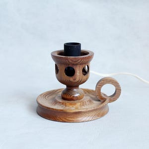 Wood lamp base wood lighting table lamp,Scandinavian wooden table lamp rustic cottage handmade wooden,Vintage hand turned wooden lamp base