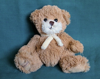 Vintage Bukowski Design Teddy Bear: Brown Plush with Cream Scarf