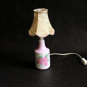 Vintage Kaiser Porcelain Table Lamp: Hand-Painted Wildflowers, Made in Germany