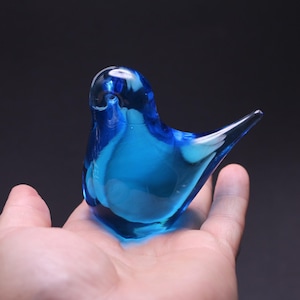 Vintage Handmade Glass Blown Bird,Art Glass Bird,Glass Blue bird Figurine Bluebird of Happiness Glass Figurine Bird Figure Blue bird.